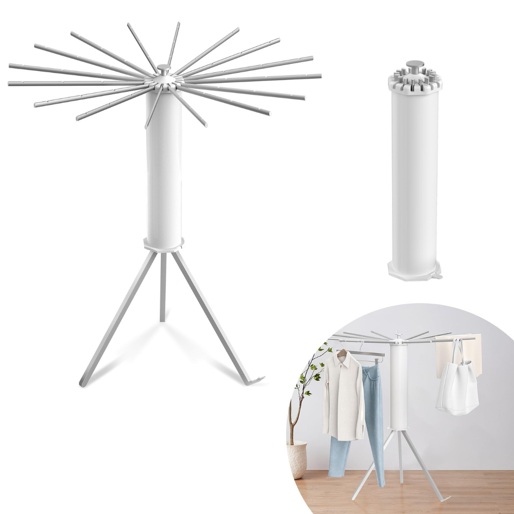 Foldable 360° Rotating Clothes Drying Stand | Aluminum Tripod Laundry Rack SKU: WB-UA1726