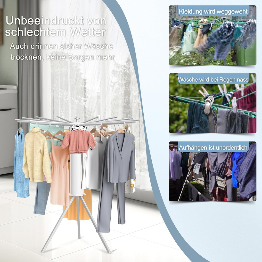 Foldable 360° Rotating Clothes Drying Stand | Aluminum Tripod Laundry Rack SKU: WB-UA1726